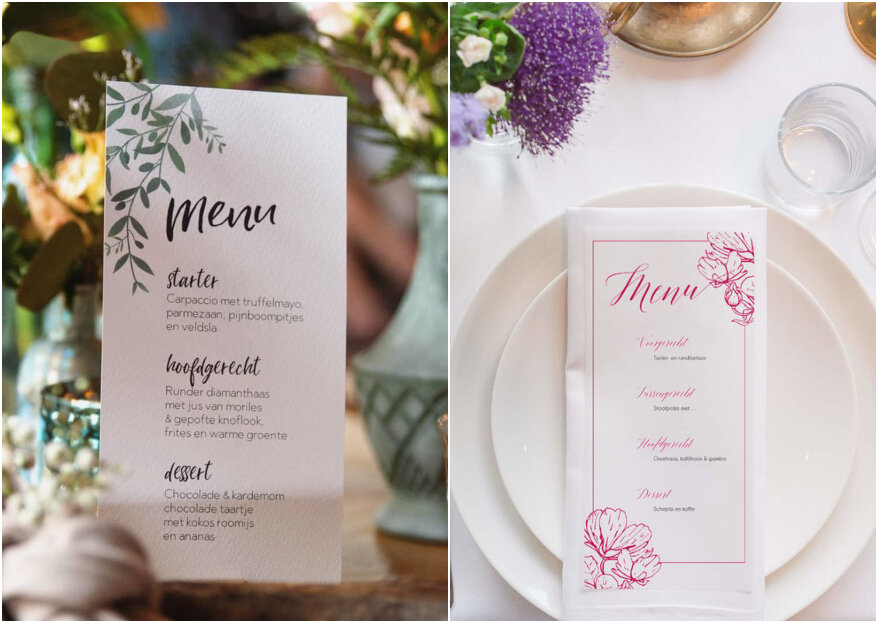 De menukaarten voor jullie bruiloft: zo presenteer je ze!